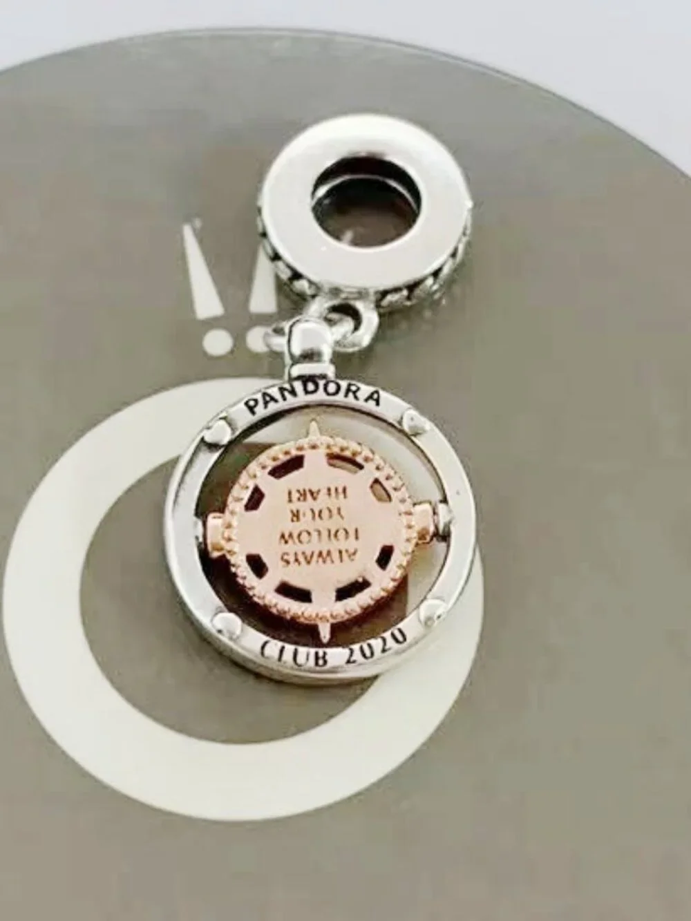 Pandora Rose™ Club 2020 Compass Dangle Diamond Charm Rose Gold-Plated